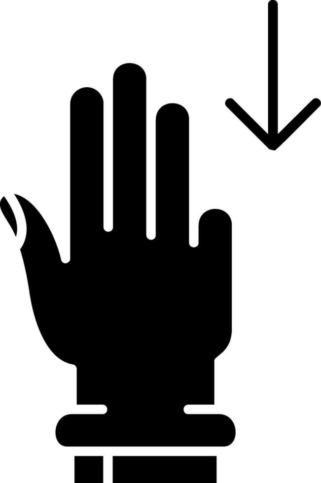 Tres dedos abajo glifo icono vector
