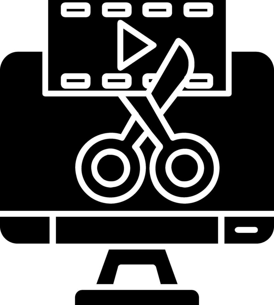 icono de glifo de editor de video vector