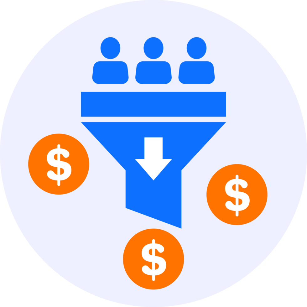 sales funnel lead conversion rate modern icon clipart illustration png