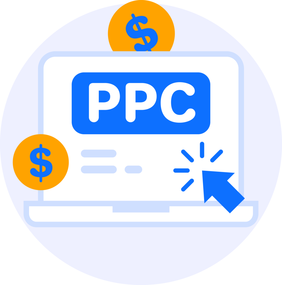 ppc pay per click modern icon clipart illustration png