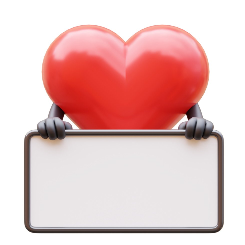 Love character presenting blank paper board png