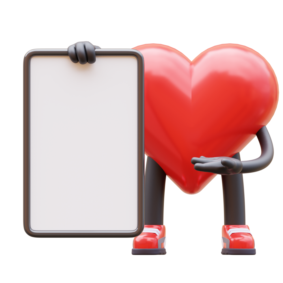 Love character presenting blank paper board png