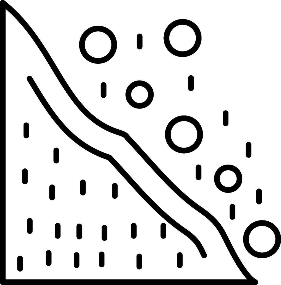 icono de línea de deslizamiento de nieve vector