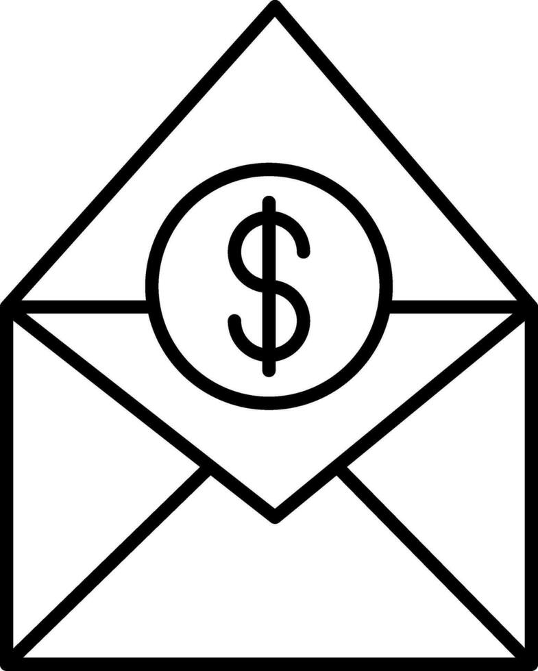 salario correo línea icono vector