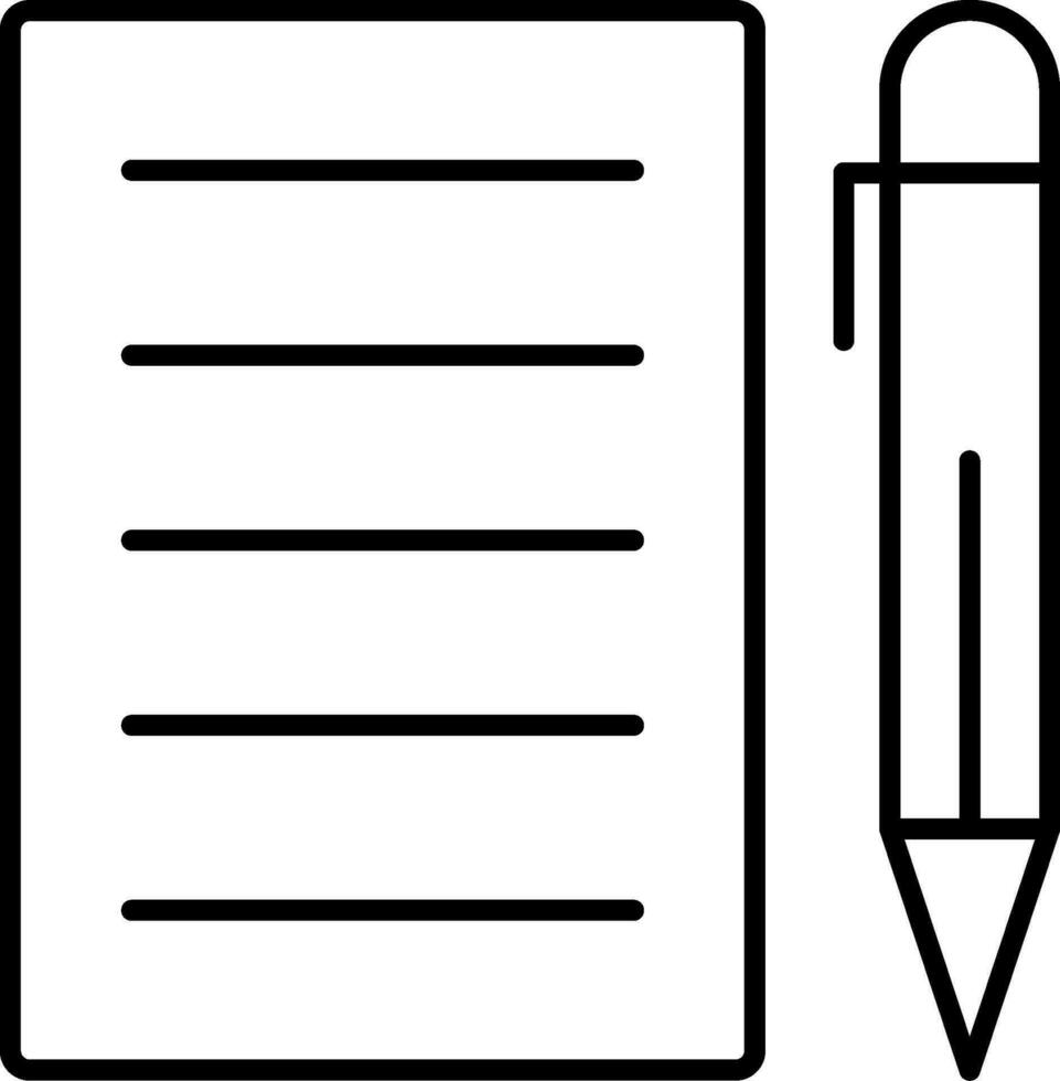 Pen And Paper Line Icon vector