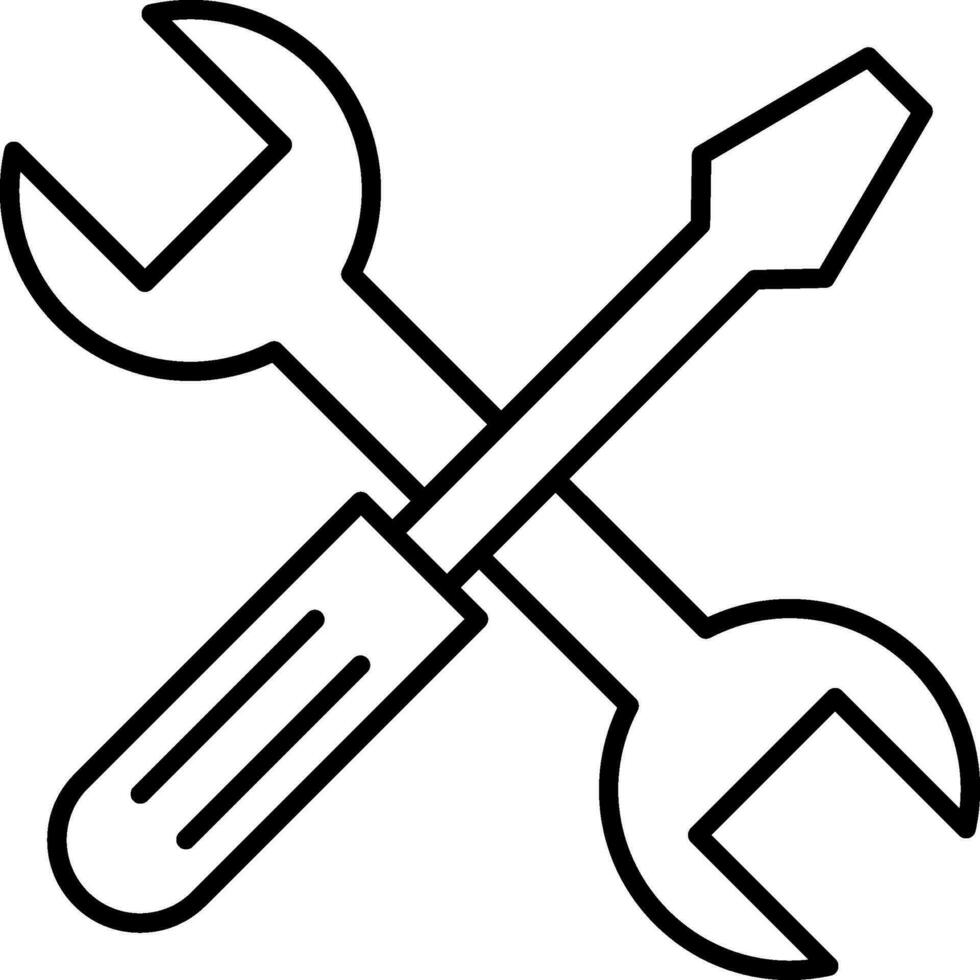 Cross Wrench Line Icon vector