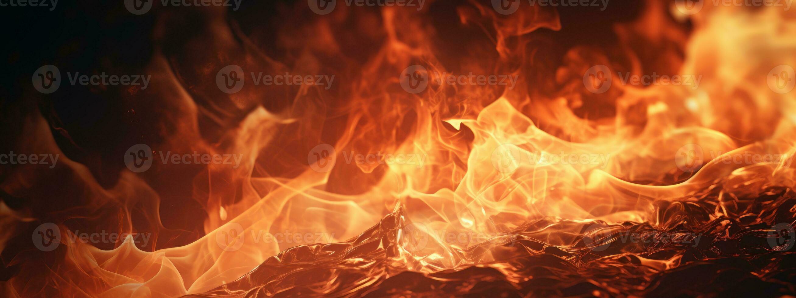 AI generated Captivating fire scene, pitch-black background,. AI generative. photo
