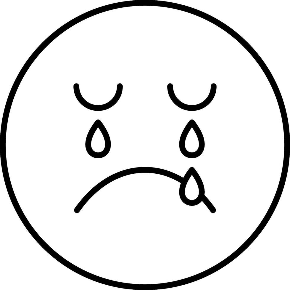 Crying Line Icon vector