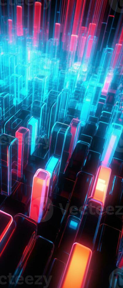 AI generated Explore the virtual world with this 3D abstract background. The futuristic architecture and cyber connections. photo