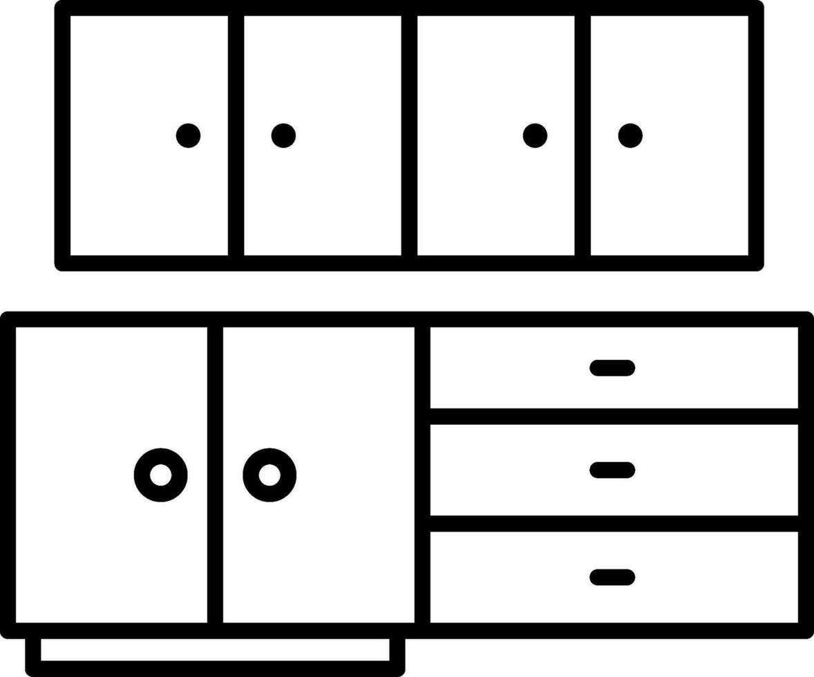 Kitchen Cabinet Line Icon vector
