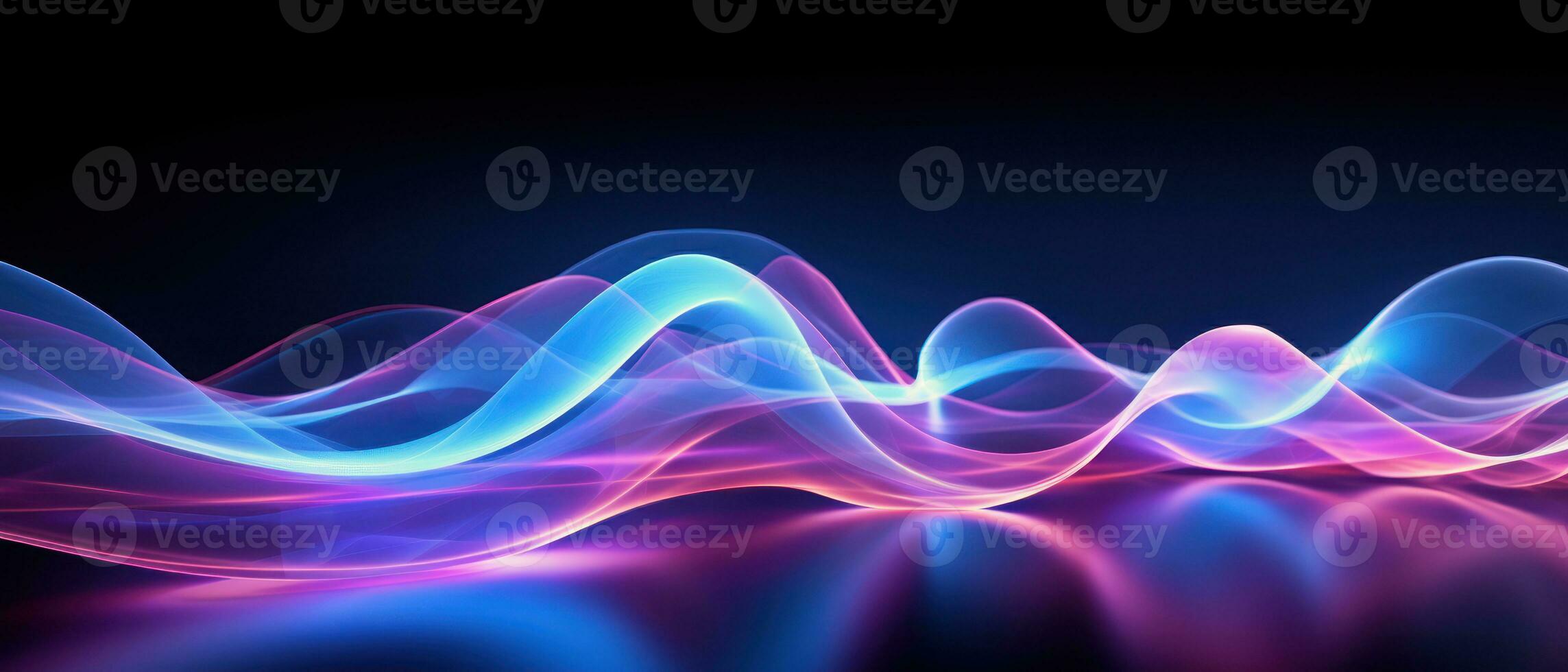 AI generated An abstract composition of flowing curves and vibrant blue hues. photo