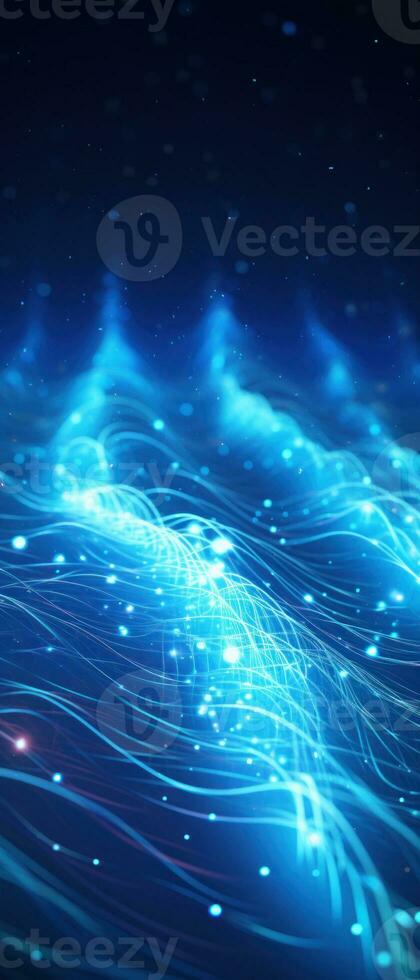 AI generated Abstract technology background with glowing blue neon waves, symbolizing digital communication and futuristic energy flow. photo