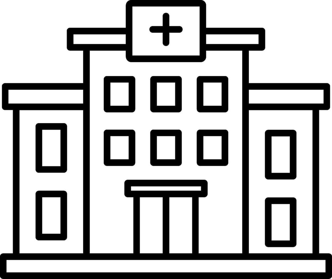 icono de línea de hospital vector