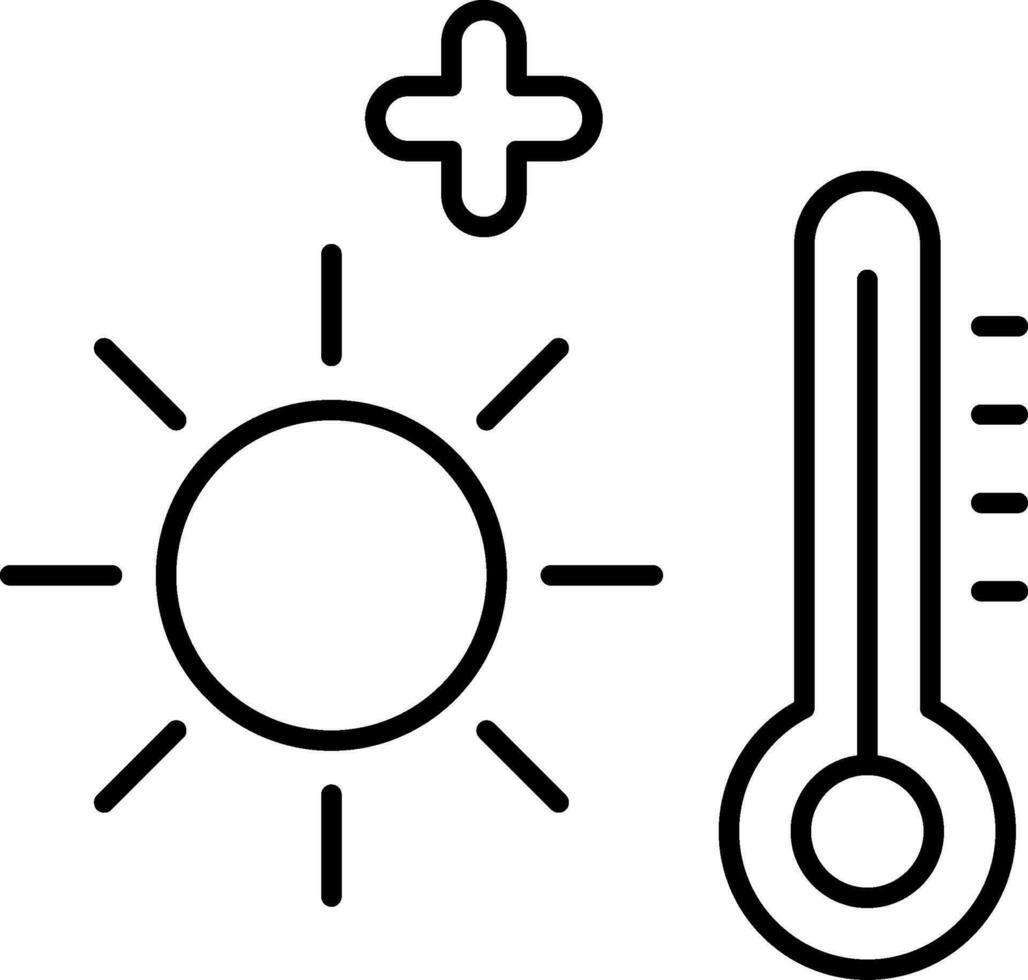 icono de línea de ola de calor vector