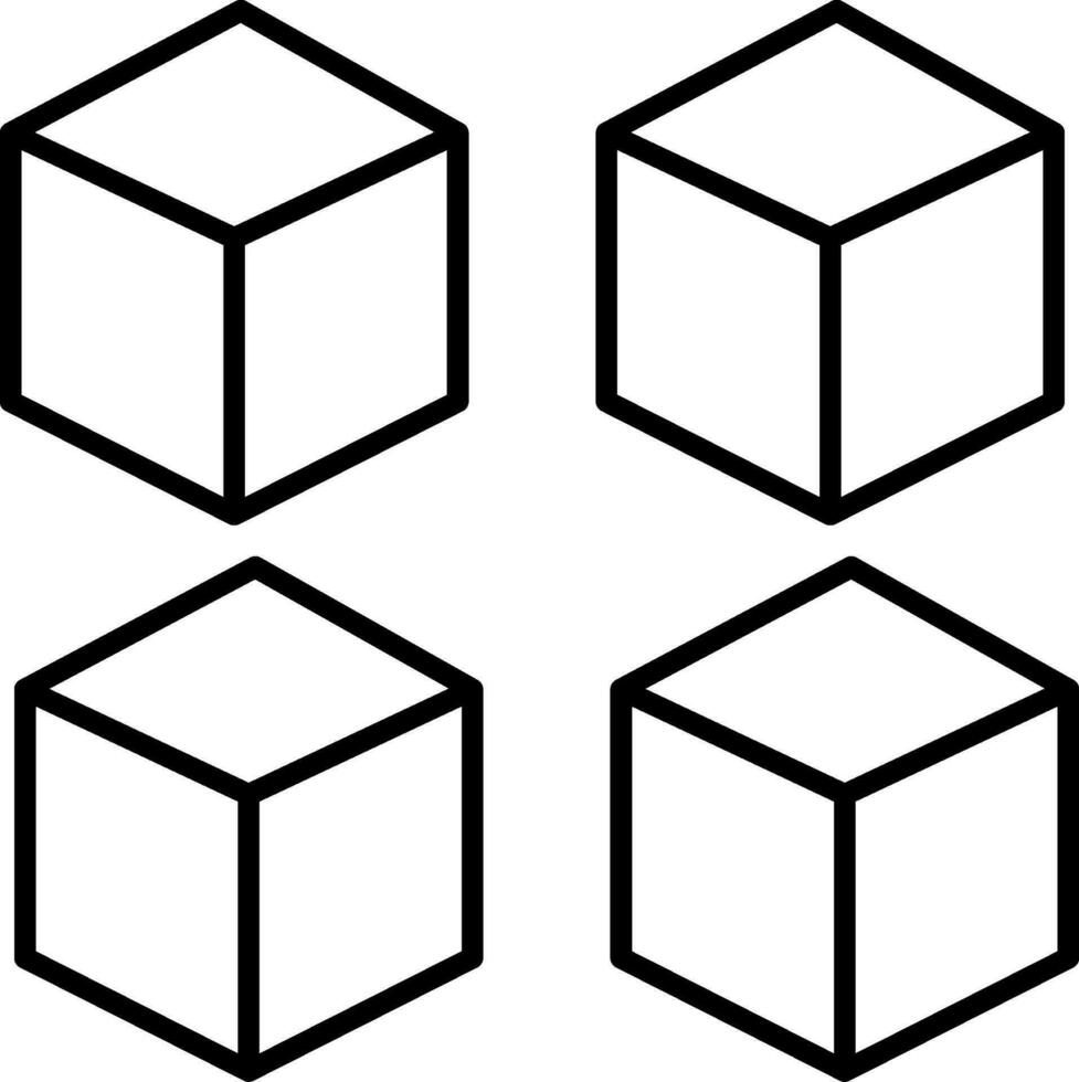 Cube Line Icon vector