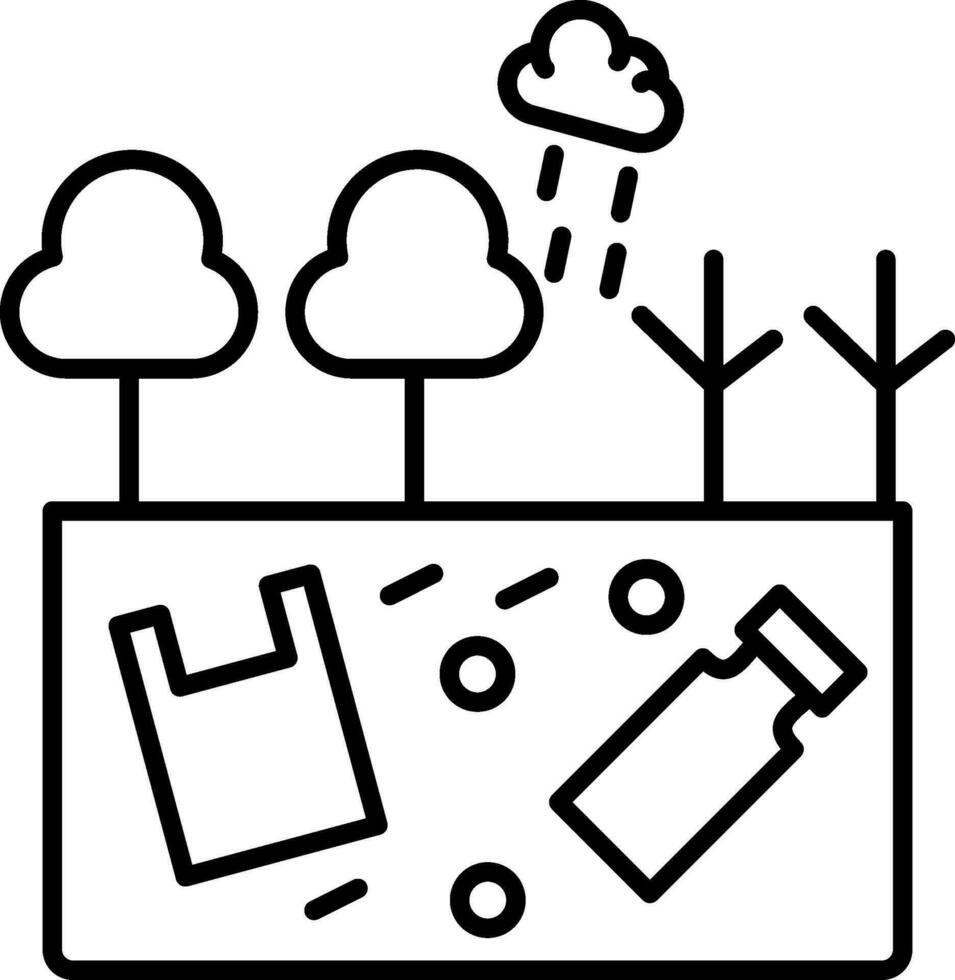 Land Pollution Line Icon vector