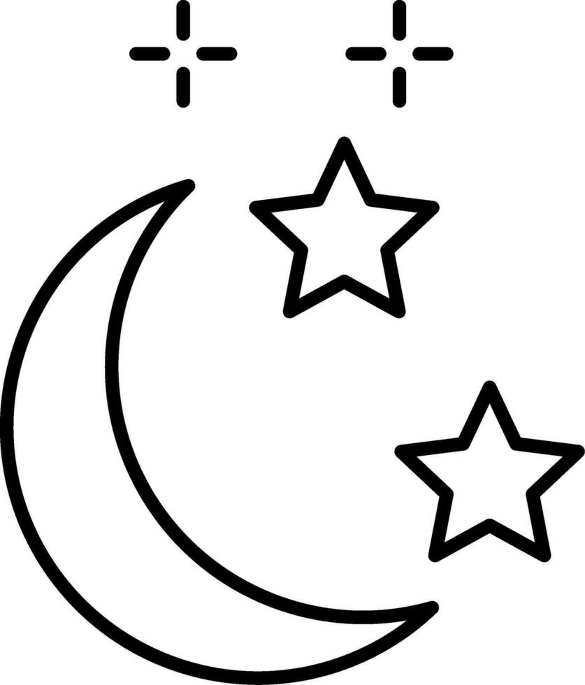 Luna y estrella línea icono vector