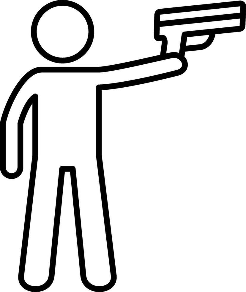 Policeman Holding Gun Line Icon vector