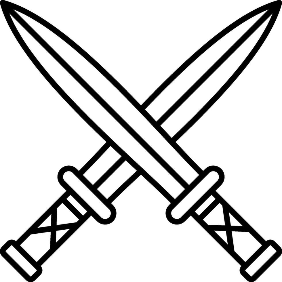Two Swords Line Icon vector