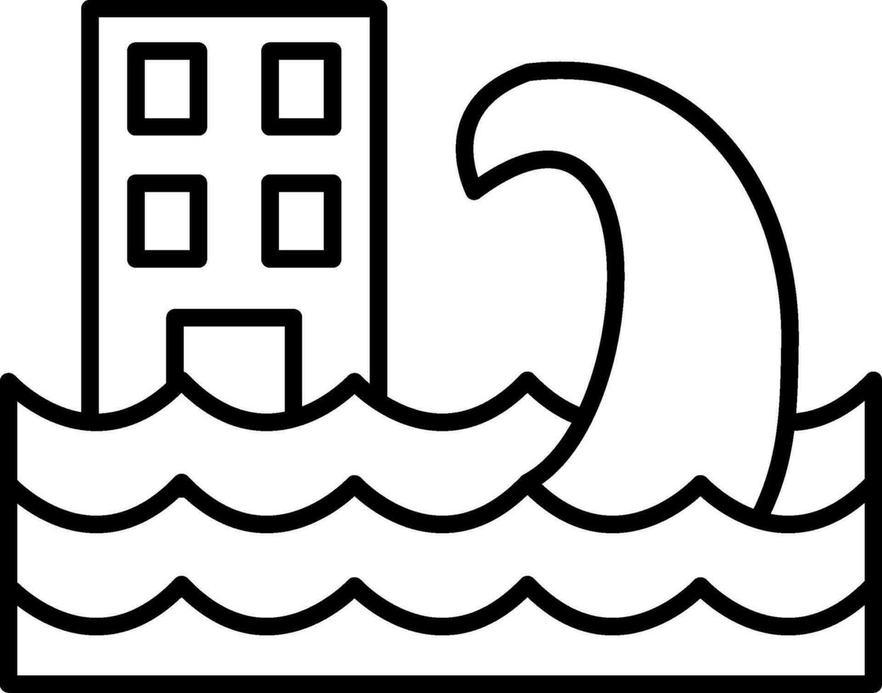Tsunami Line Icon vector