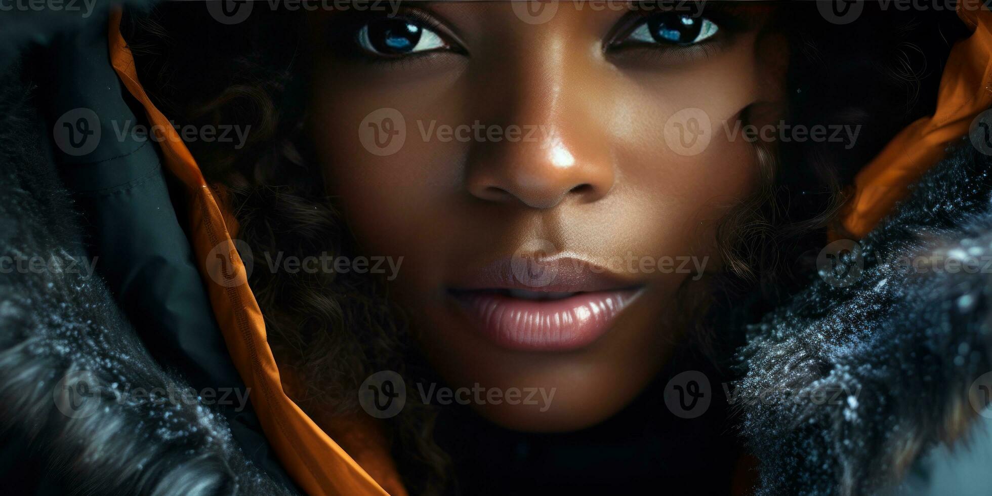 AI generated Ethereal beauty in winter, Woman with striking eyes. AI generative. photo