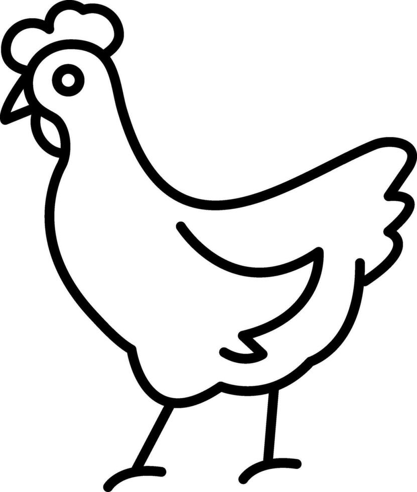 icono de línea de pollo vector