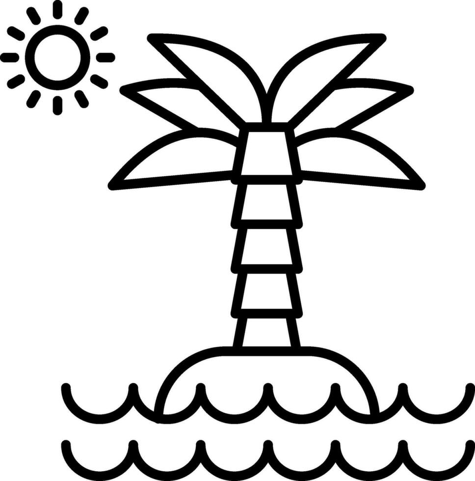 Desert Island Line Icon vector