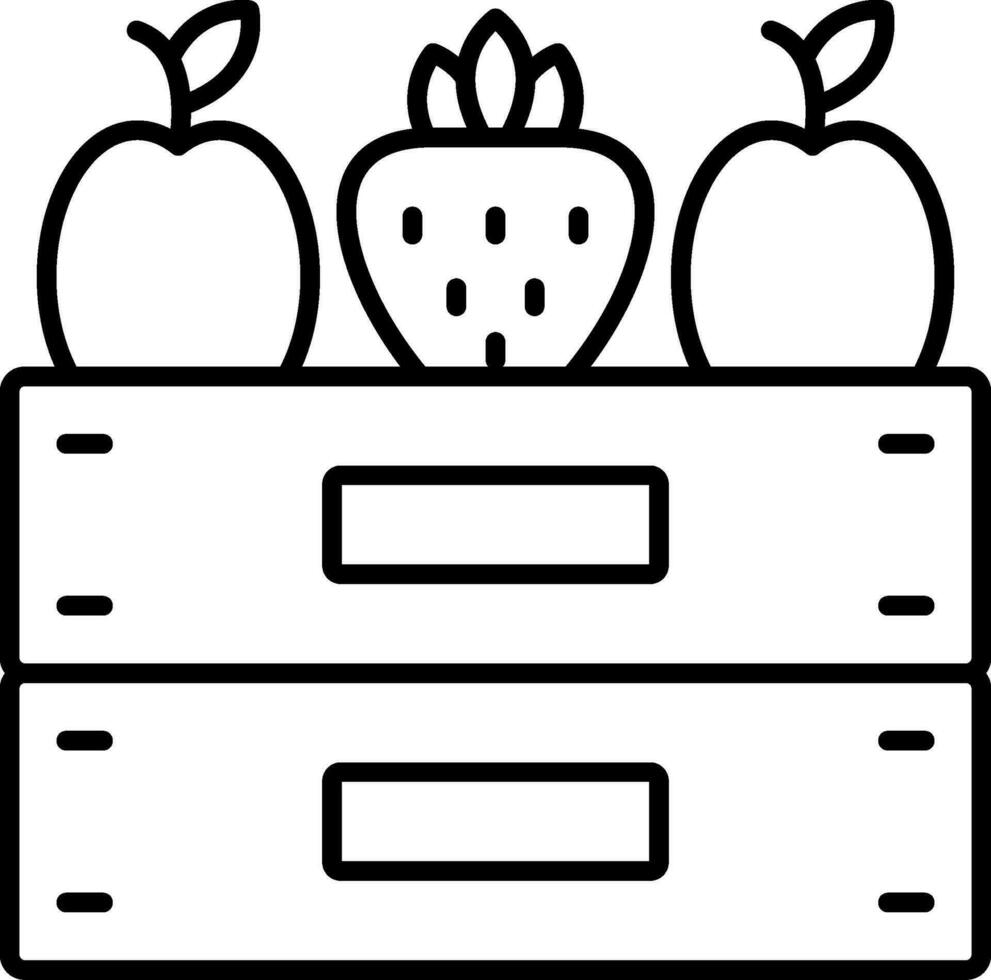 Fruta caja línea icono vector