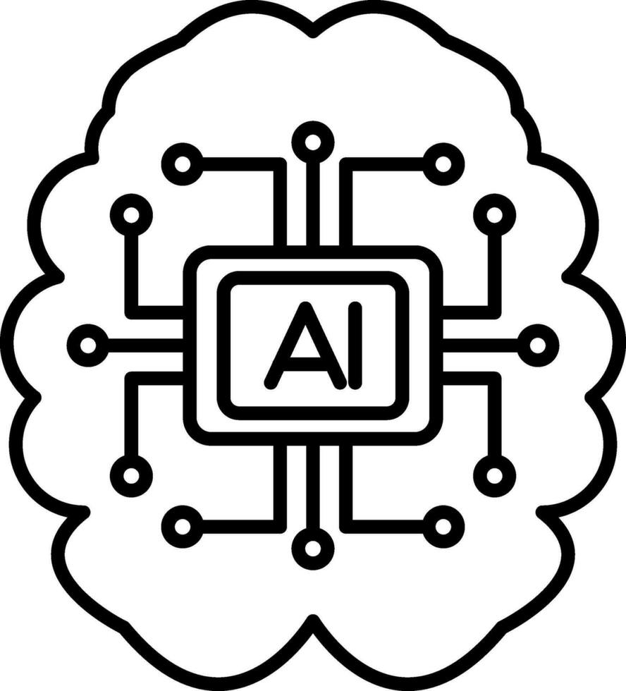 icono de línea de inteligencia artificial vector