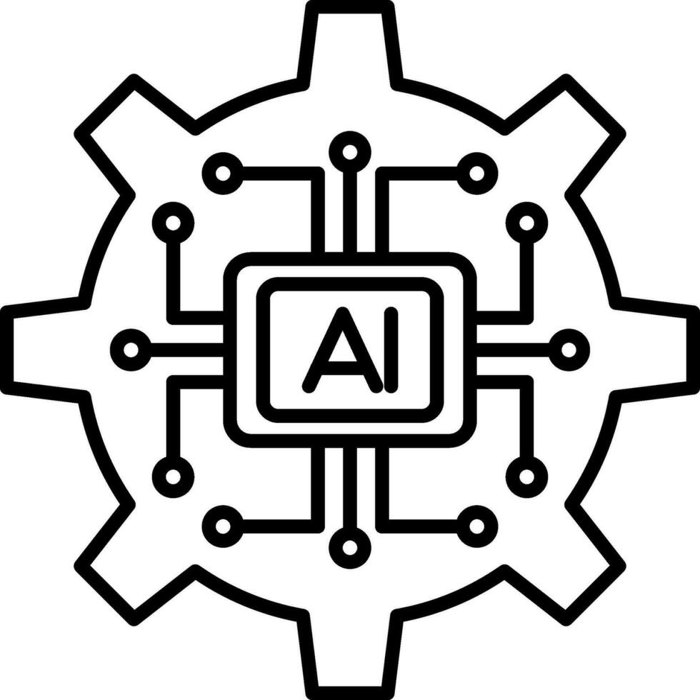 icono de línea de inteligencia artificial vector