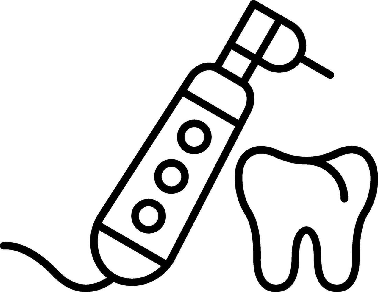 icono de línea de taladro dental vector