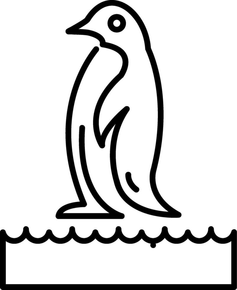 icono de línea de pingüino vector