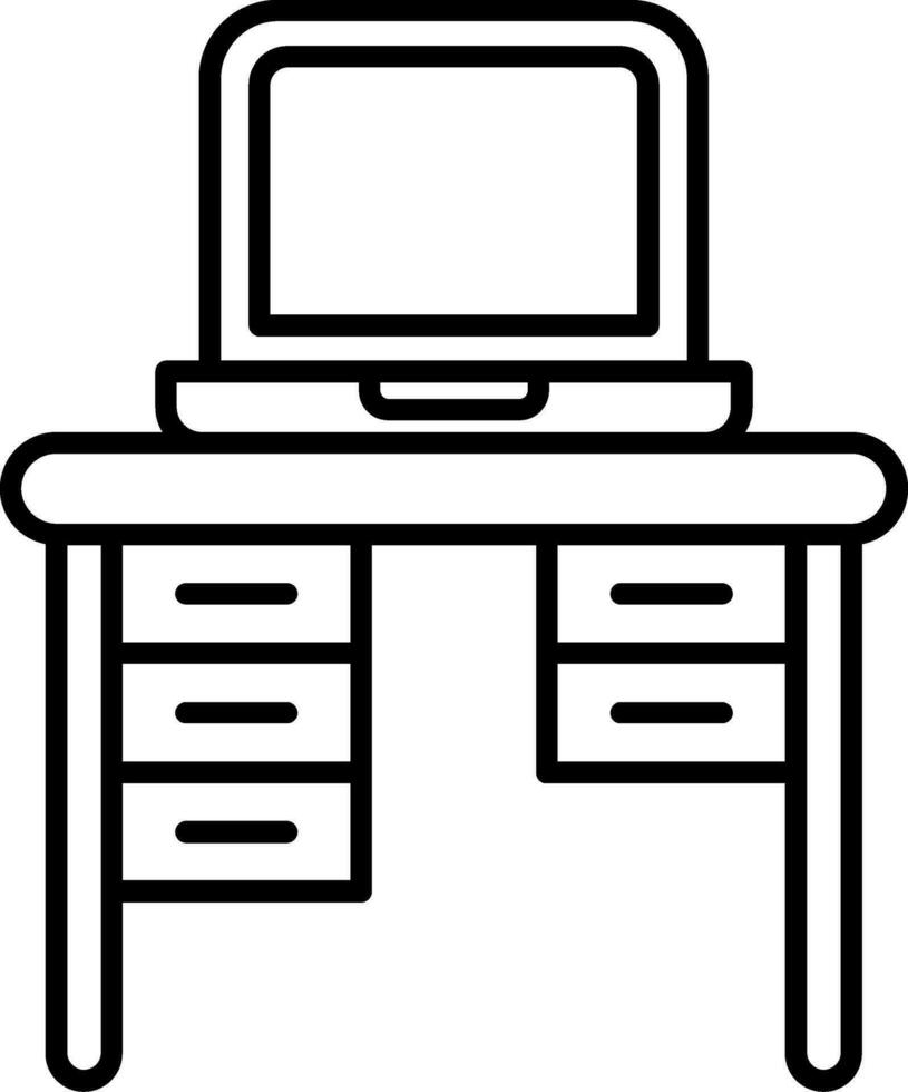 Office Desk Line Icon vector