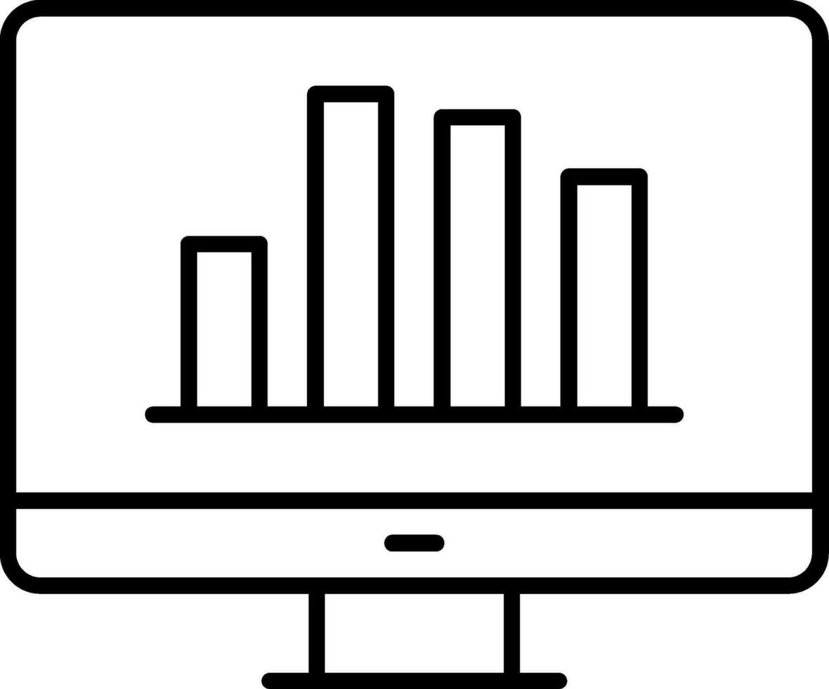 Online Bar Chart Line Icon vector