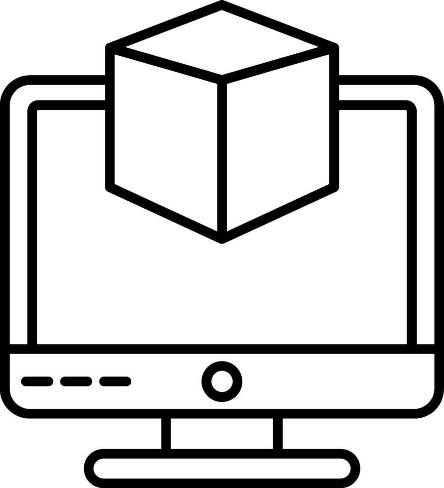 3d Modeling Line Icon vector