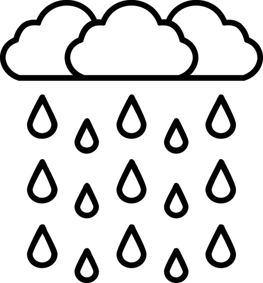 icono de línea de lluvia intensa vector