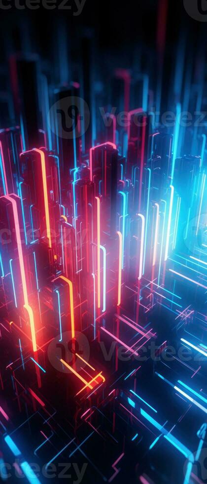 AI generated Explore the virtual world with this 3D abstract background. The futuristic architecture and cyber connections. photo