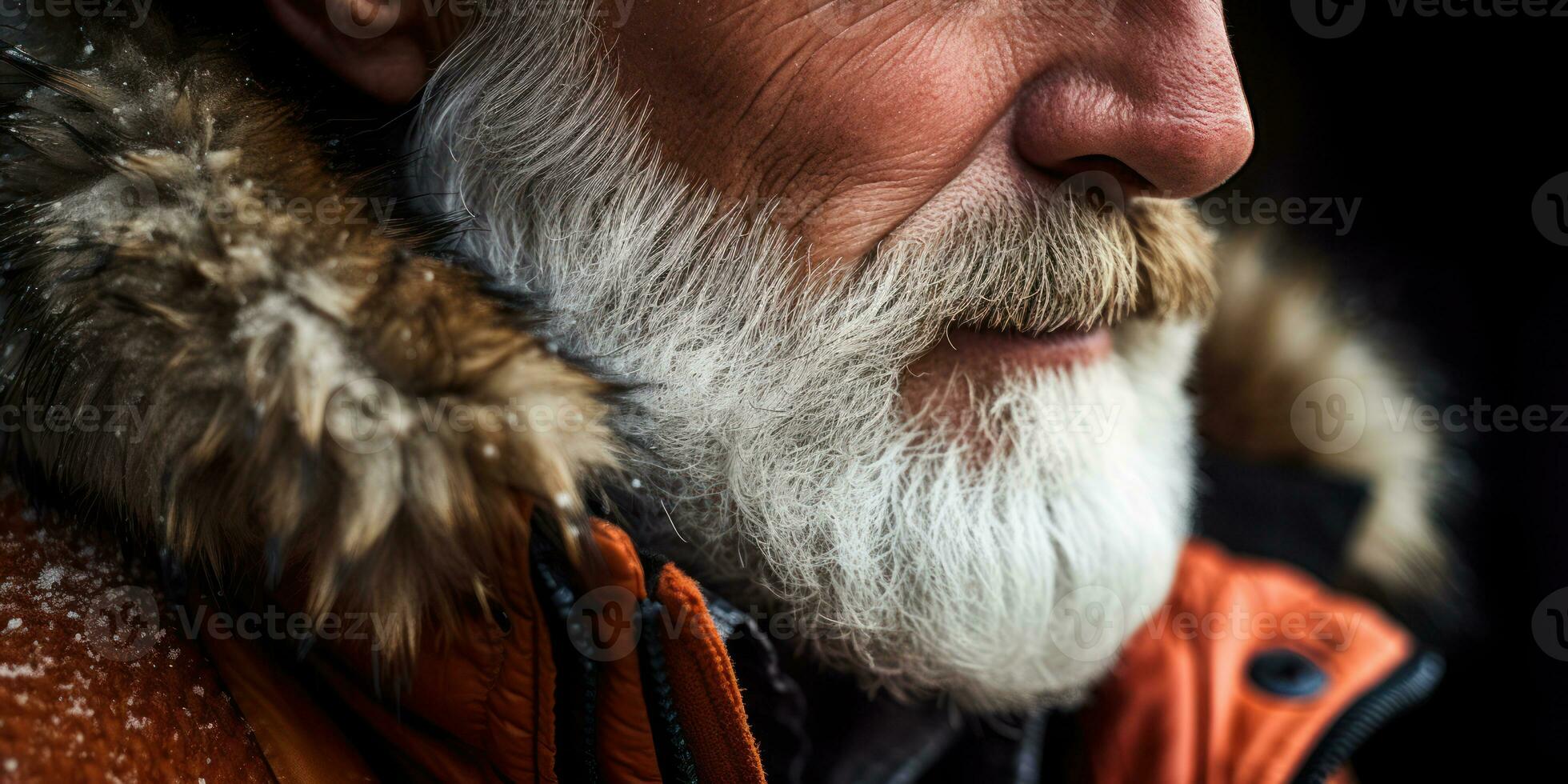 AI generated Elderly gentleman with beard, exquisite fur coat. AI generative. photo