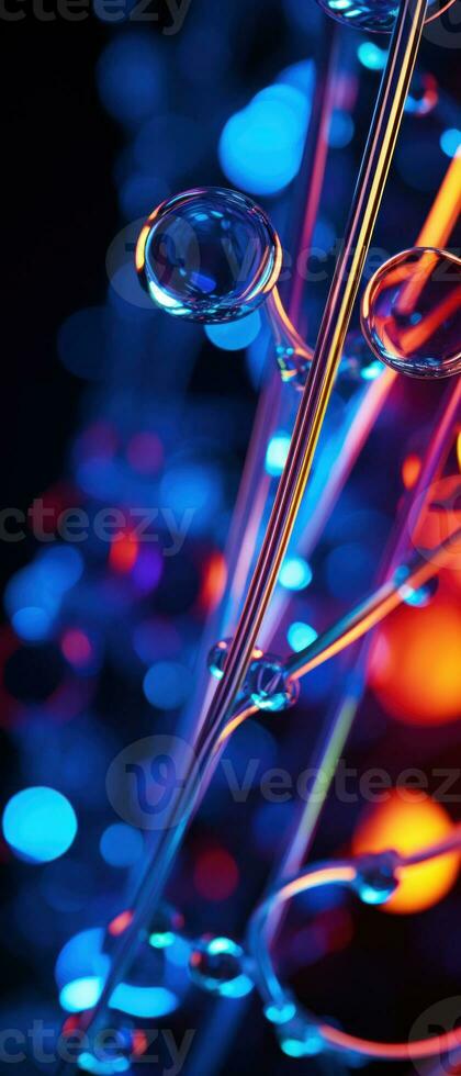 AI generated An abstract representation of fluid dynamics and biotechnology, merging deep blacks and blues with glowing electricity patterns. photo