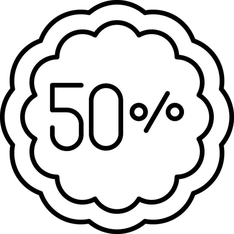 50 por ciento línea icono vector