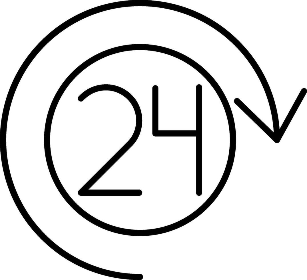 Open 24 Hours Line Icon vector