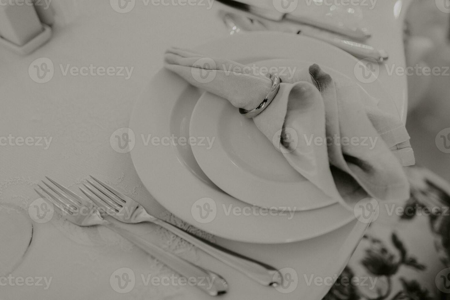 wedding service Close-up photo. Black and white photo