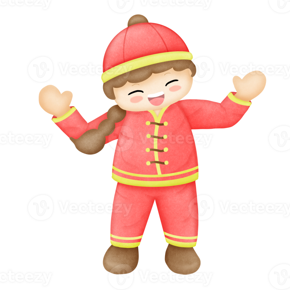 Chinese Boy in The Chinese New Year Suit png