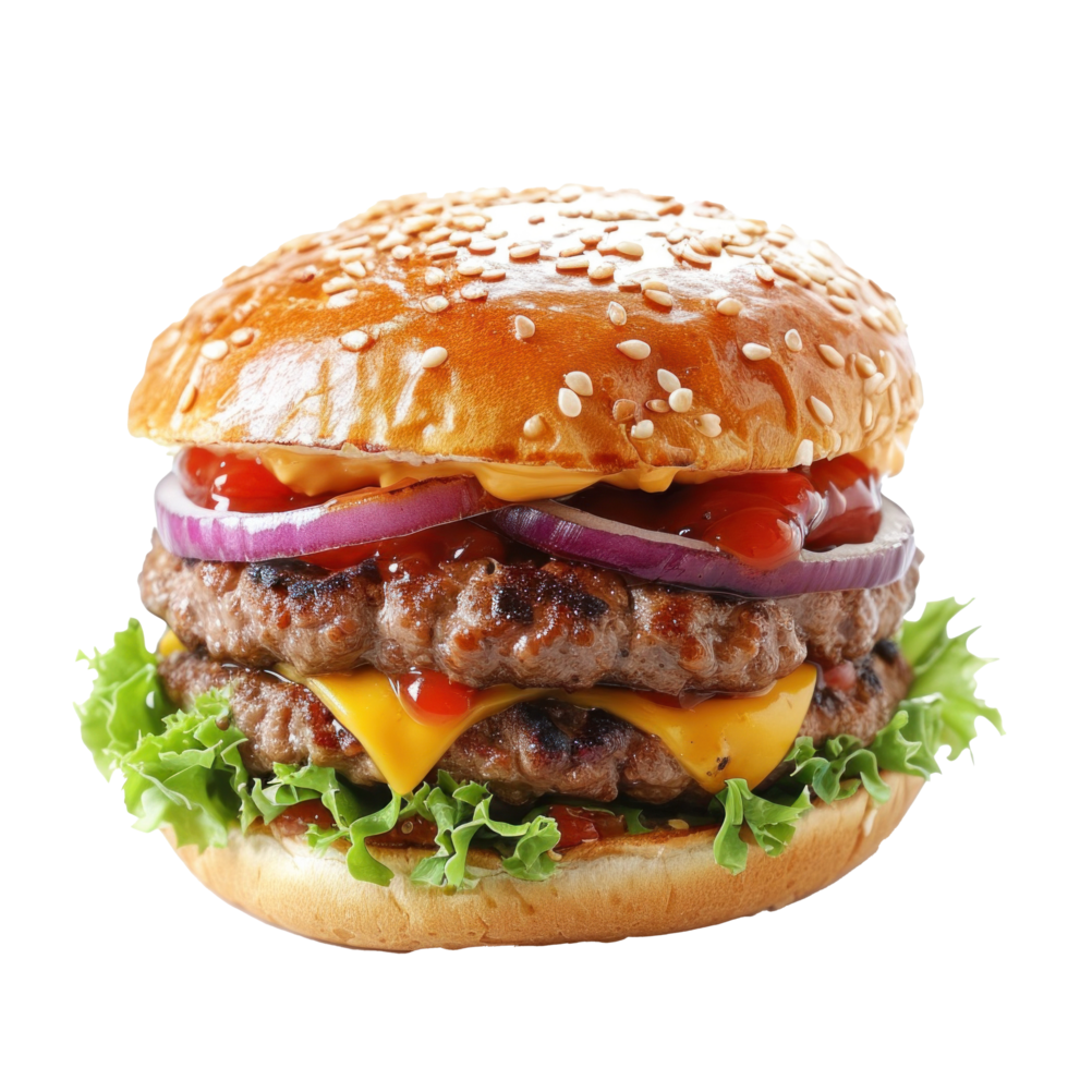 AI generated tasty beef burger isolated png