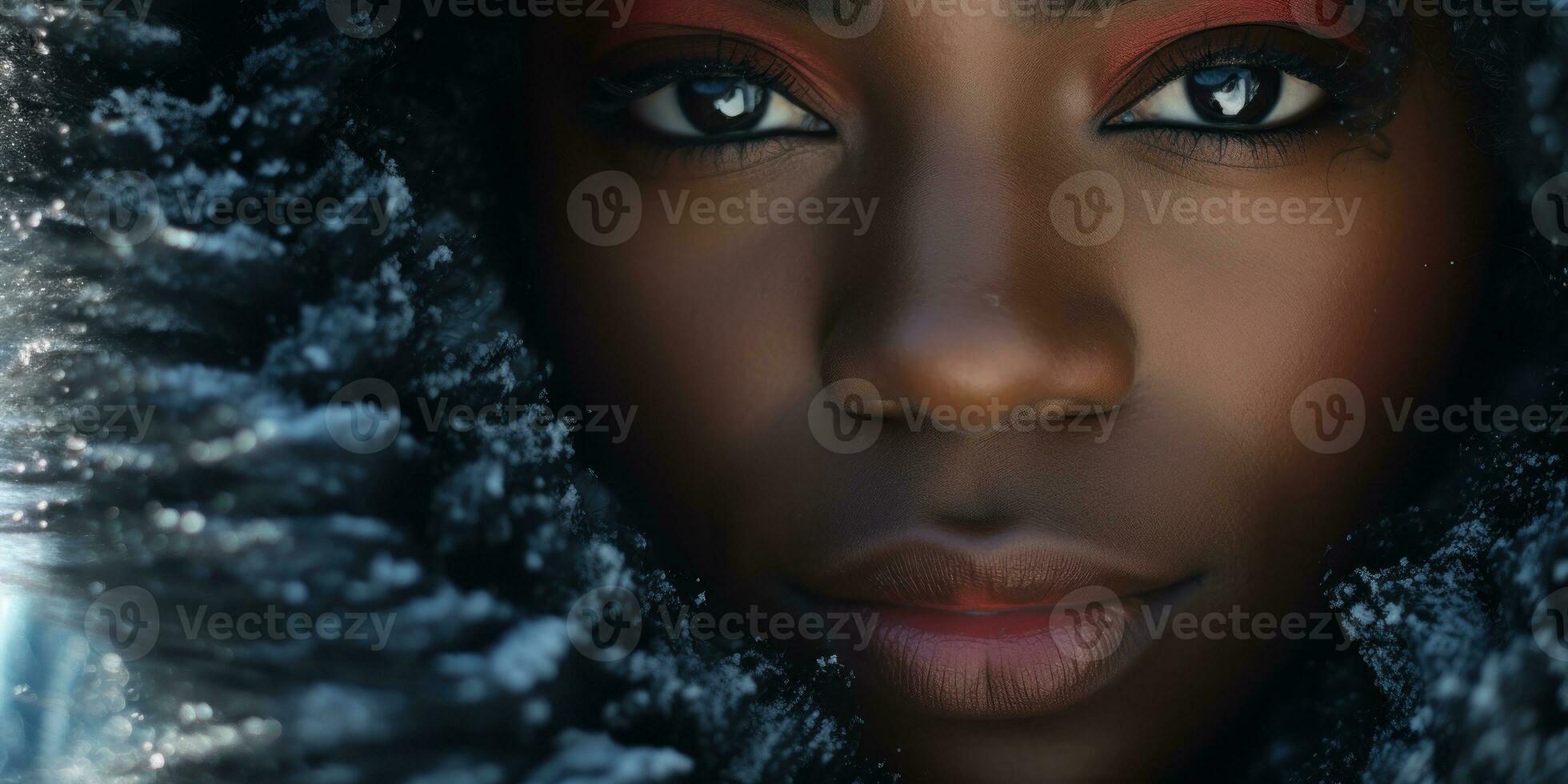 AI generated Ethereal beauty in winter, Woman with striking eyes. AI generative. photo