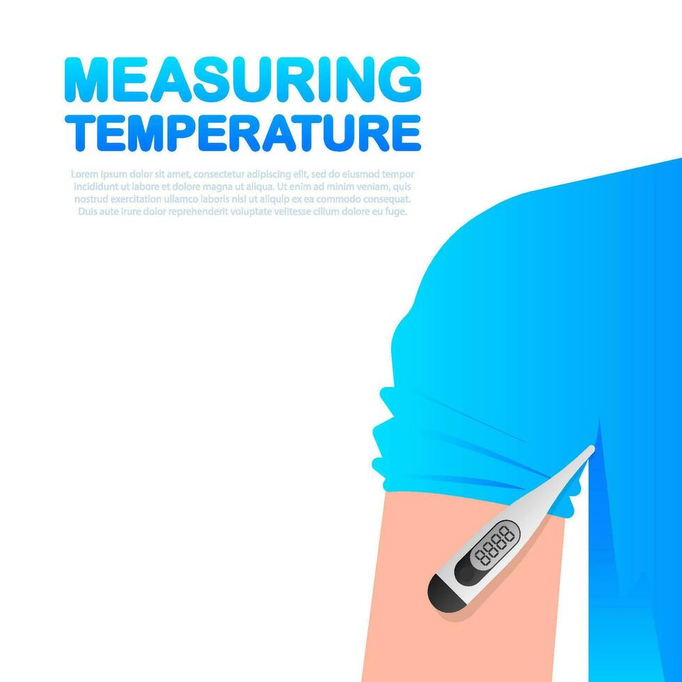 Linear measuring temperature for medical design. Vector logo