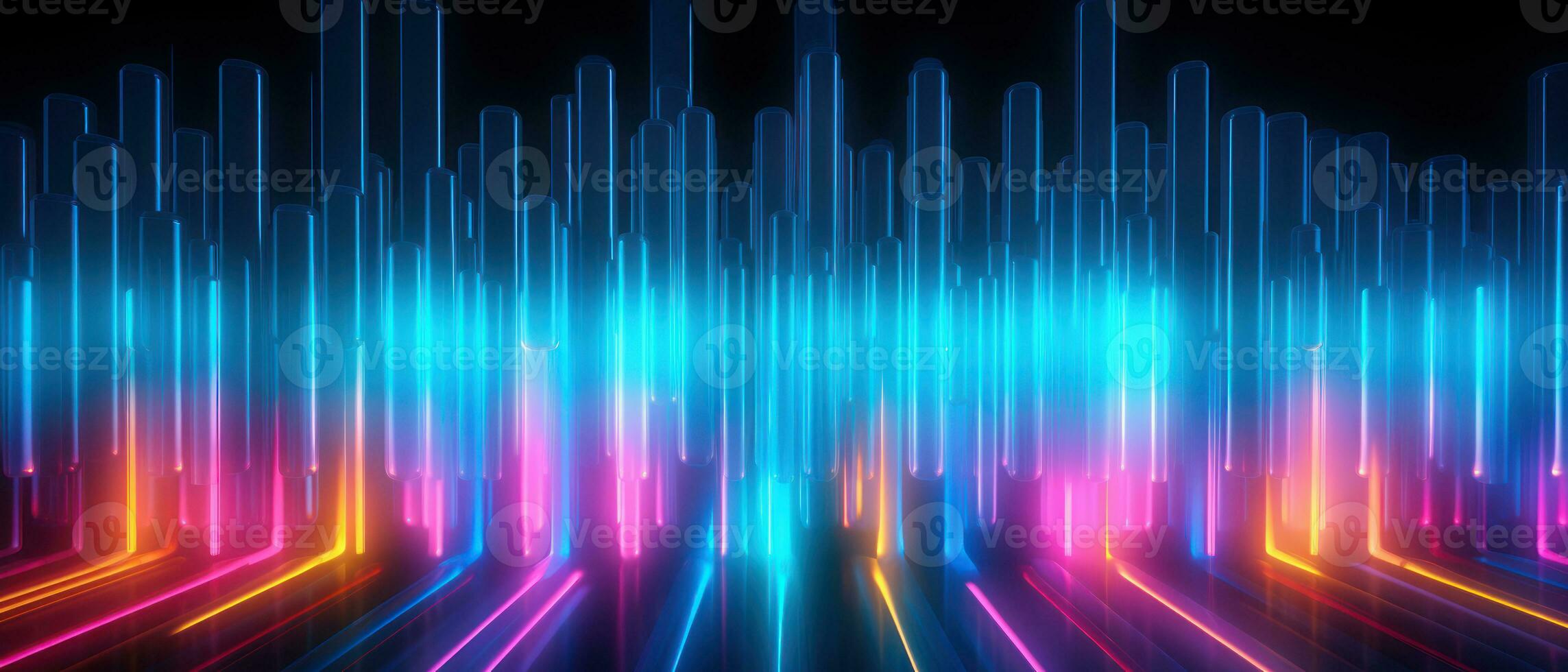 AI generated Mesmerizing display of vibrant lights against dark. AI generative. photo