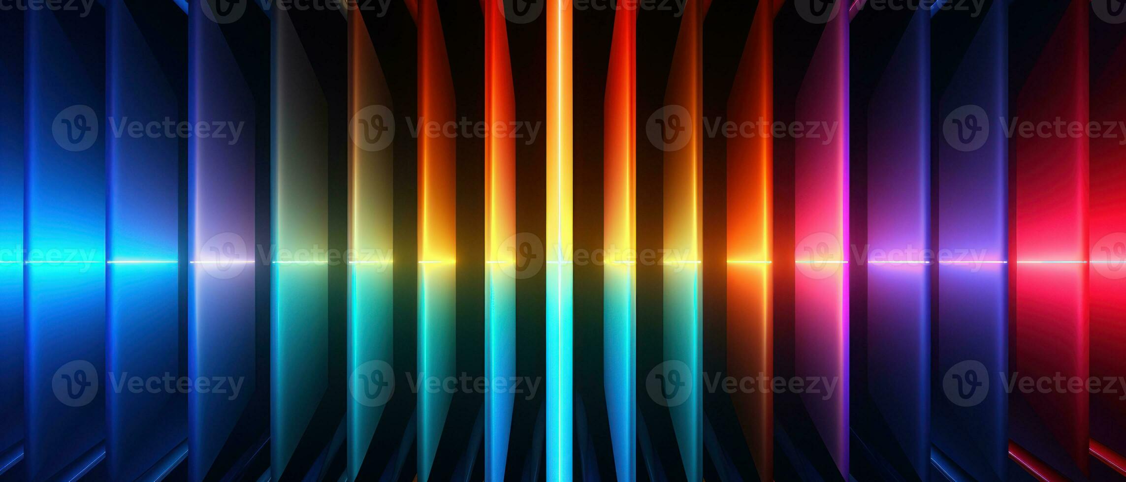 AI generated A high-tech stage illuminated by neon lights and geometric patterns. photo