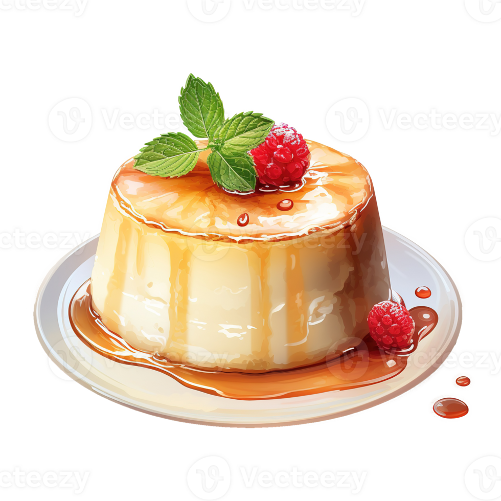AI generated Eggnog Flan, Foods Illustration. Watercolor Style. AI Generated png