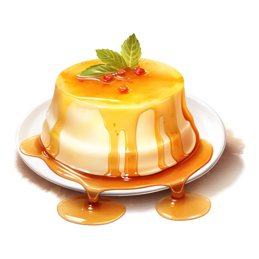 AI generated Eggnog Flan, Foods Illustration. Watercolor Style. AI Generated png